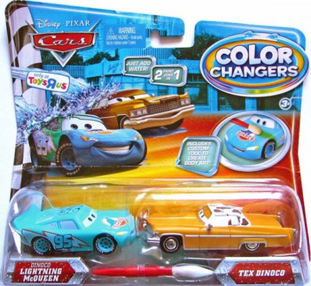 CARS (Auta) - Color Changers Dinoco Lightning McQueen (Blesk) + Tex Dinoco - poškozený obal