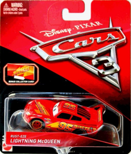 CARS 3 (Auta 3) - Rust-Eze Lightning McQueen + sběratelská karta na stojánku