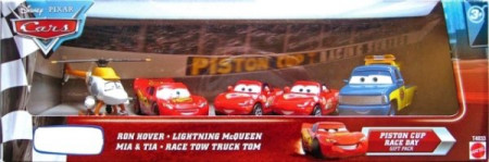 CARS (Auta) - 5pack - Ron Hover + Mia + Tia + Lightning McQueen + Race Tow Truck Tom