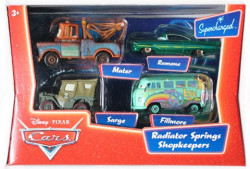 CARS (Auta) - Radiator Springs Shopkeepers (Mater + Ramone Green + Sarge + Fillmore)