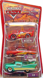 CARS (Auta) - 3pack Lightning McQueen's Crew - Lightning McQueen (Blesk McQueen) + Lightning Ramone + Flo - THE WORLD OF CARS