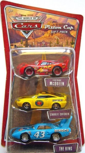 CARS (Auta) - 3pack Piston Cup - Lightning McQueen (Blesk McQueen) + Charlie Checker + King - THE WORLD OF CARS