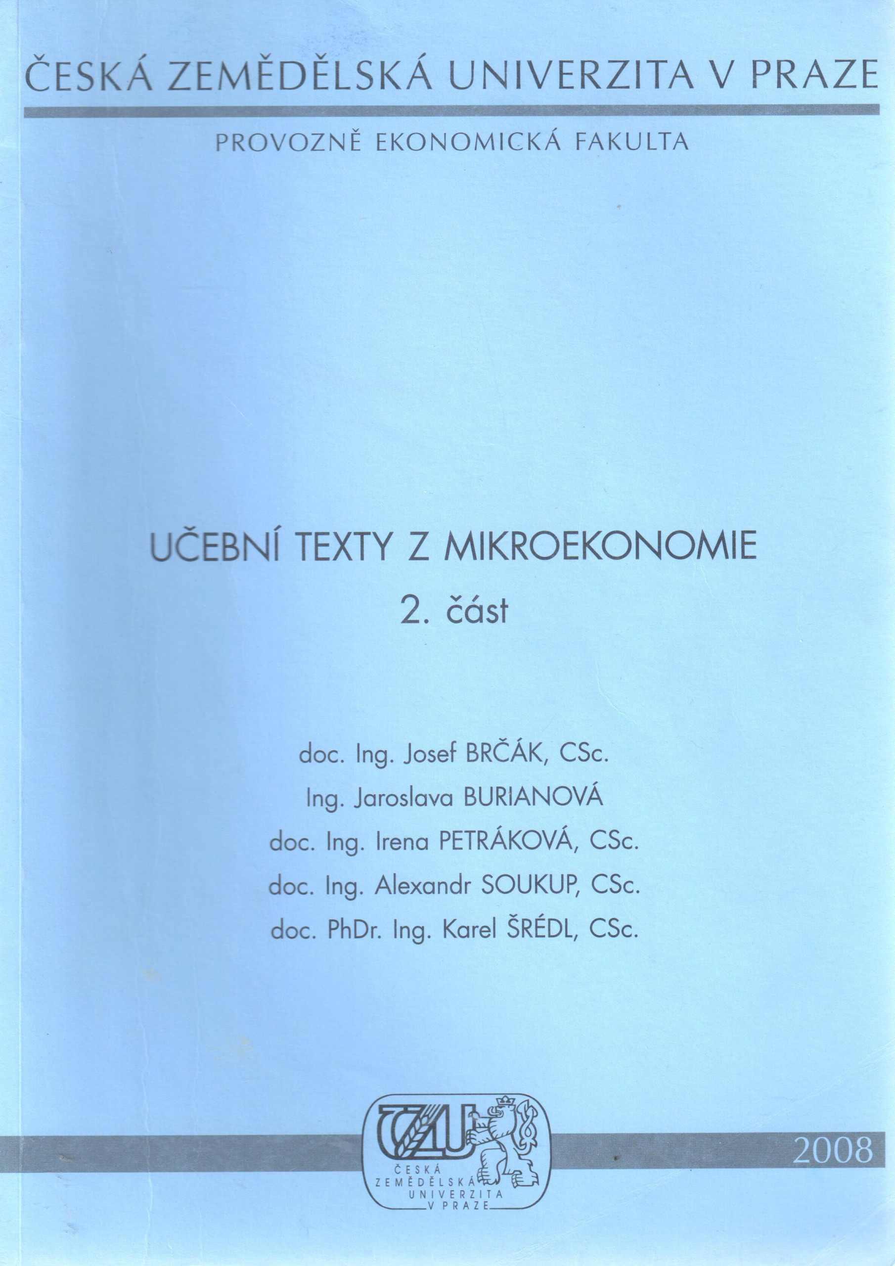Učební texty z mikroekonomie (2. část) (2008) - Náhled učebnice
