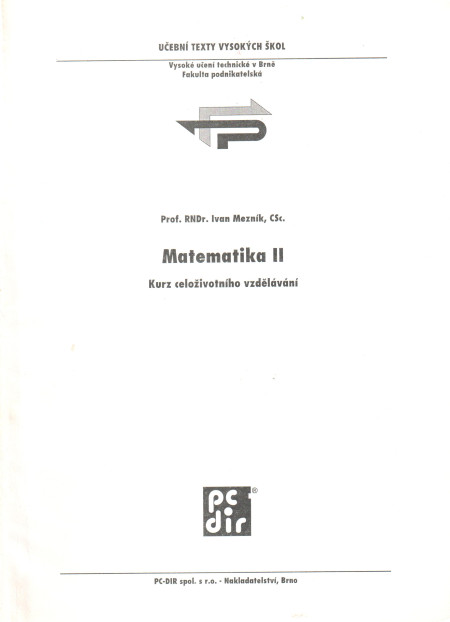 Matematika II : kurz celoživotního vzdělávání (1996)