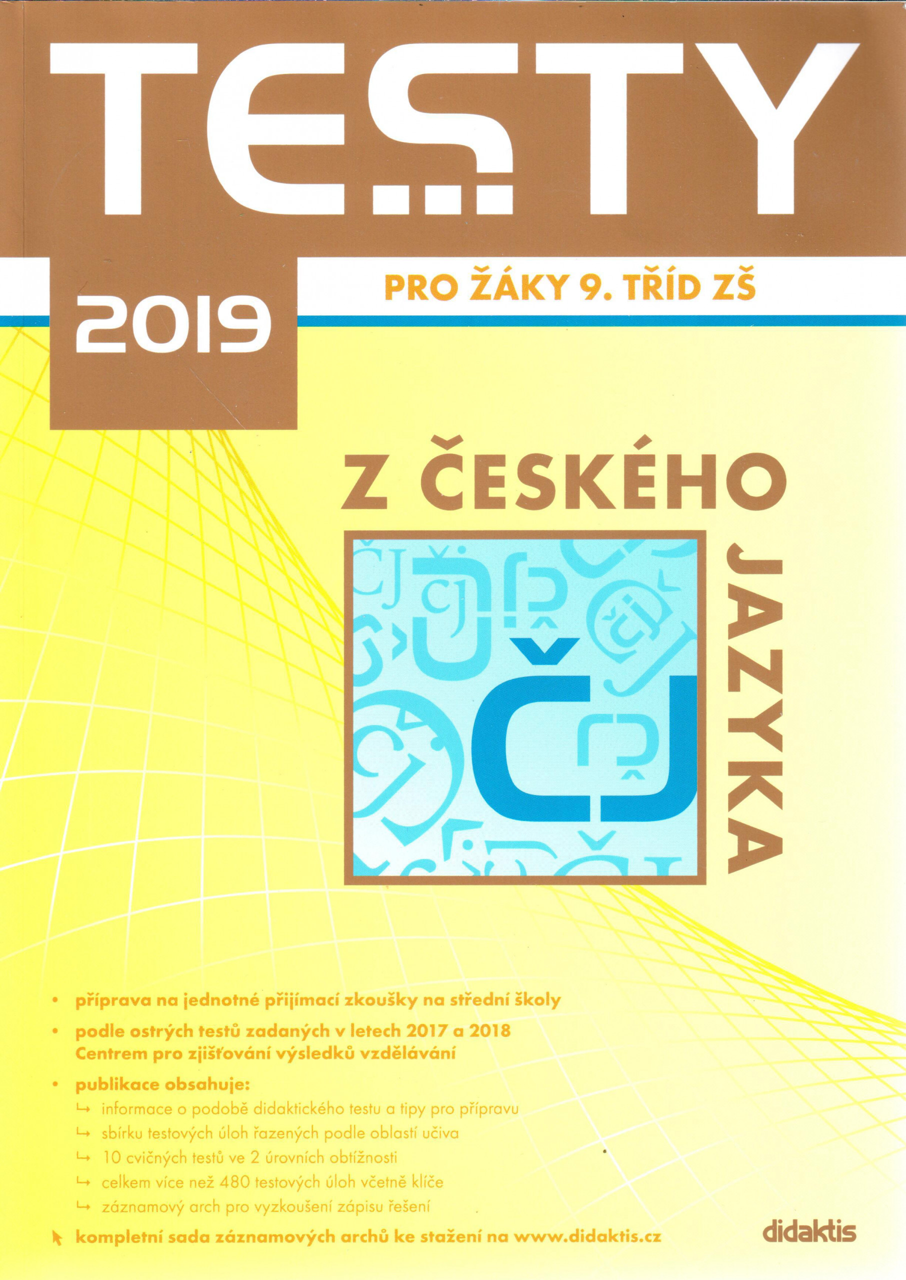 Testy pro žáky 9. tříd ZŠ  z českého jazyka 2019 - Náhled učebnice