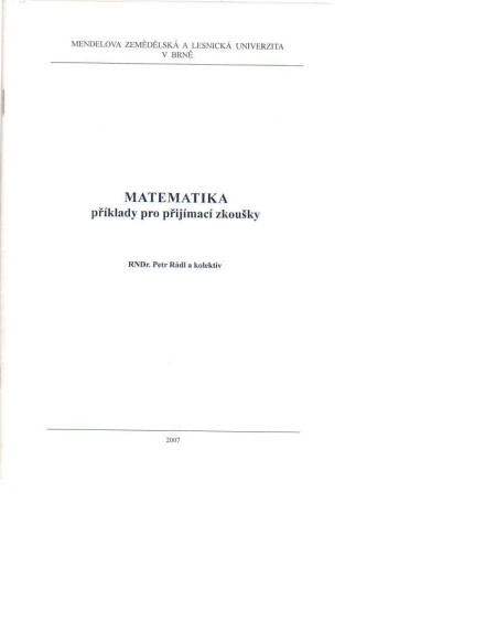Matematika : příklady pro přijímací zkoušky (2007)