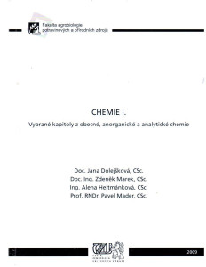 Chemie I. : vybrané kapitoly z obecné, anorganické a analytické chemie