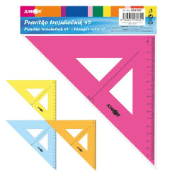 Pravítko - trojúhelník s ryskou, 16 cm, transparentní barevné, 4 barvy