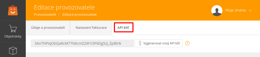 Na záložce API klíč si můžete vygenerovat klíč pro&nbsp;použití při&nbsp;přístupu k&nbsp;API rozhraní Shopasu.